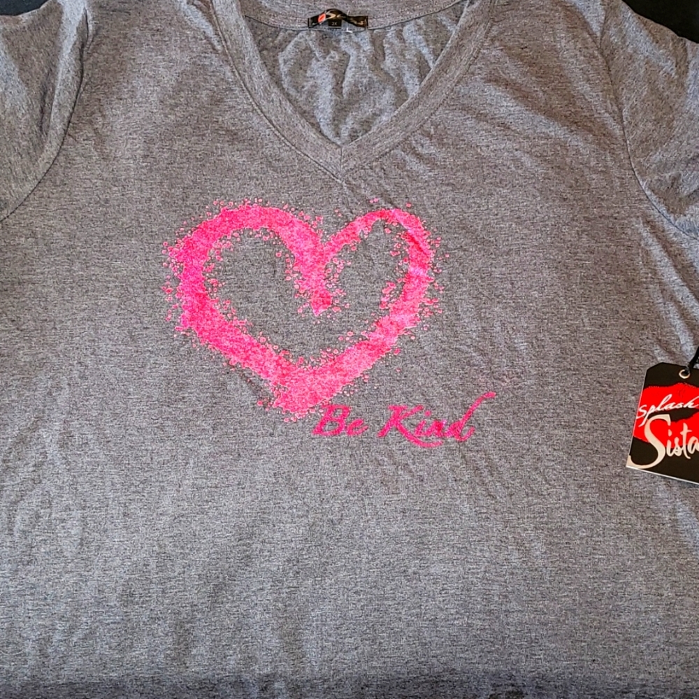Splash Cotten Vtshirt Dark Heather Gray 2x Women